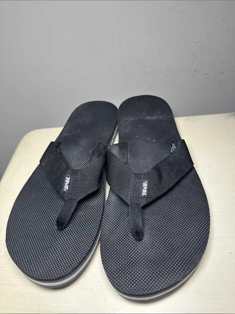 Teva Men's Black Flip-Flop Sandals with Fabric Straps